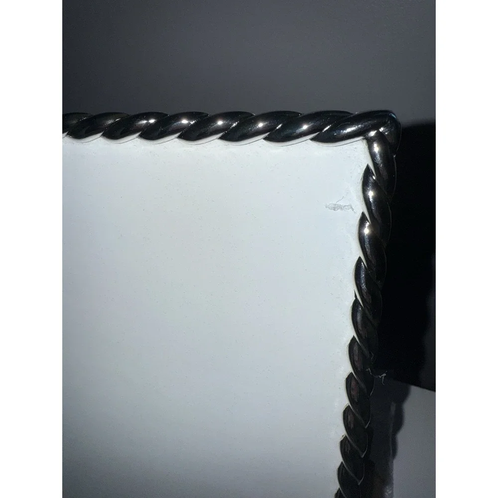 Pottery Barn‎ Silver Braided Twist Frame Picture Clear Glass Black Felt NIB G